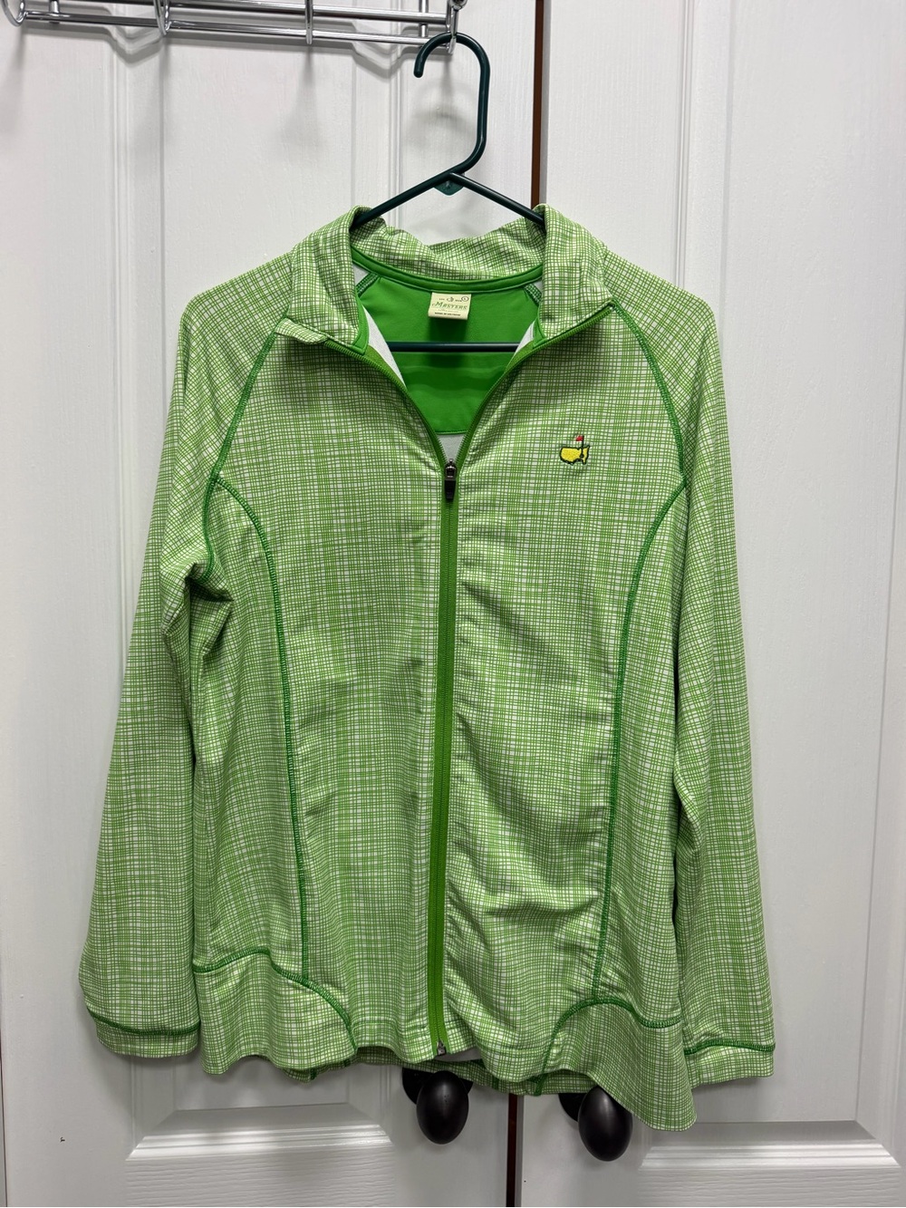 Peter Millar Light Green Checked Full-Zip Utility Jacket
